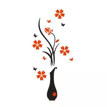 3D ваза с цветением сливы стикер на стену в гостиной ТВ фон XS