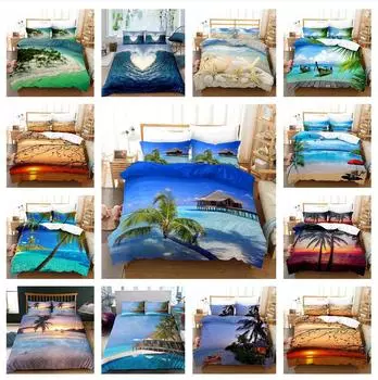 3D вид на океан тема домашний комплект постельного белья летний пляжный пододеяльник наволочка 2/3 одинарный/двойной пододеяльник AU180 * 210 украшение дома Baby 100x135cm