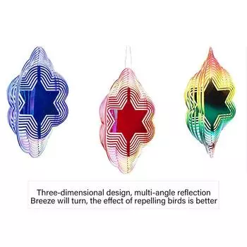 3D Колокольчик Ветра Красочное Украшение Для Сада Уличное синий