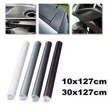 3D виниловая пленка из углеродного волокна, самоклеящаяся пленка, наклейка на автомобиль, рулон 10x127cm белый
