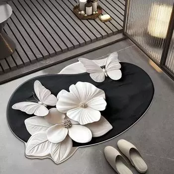 3D визуальный бабочка цветок диатомовая грязь напольный коврик для дома коврик, ванная комната, дверь не туалет вход Q7Z3 8-1pcs