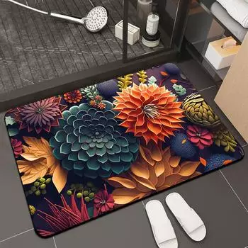 3D визуальный трехмерный напольный коврик с цветком, водопоглощающий и нескользящий коврик для ванной комнаты, коврик для ванной комнаты 40*60cm