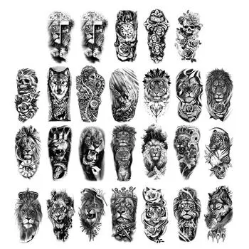 3D водонепроницаемая татуировка красочная татуировка на тело животного наклейка Лев 3D татуировка на руку с животным крутая поддельная татуировка для мальчиков и девочек пара любовников A