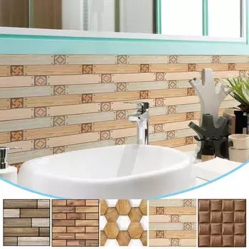 3D водонепроницаемые наклейки на стену для моделирования, самоклеящиеся, декор для кухни и ванной комнаты A бежевый