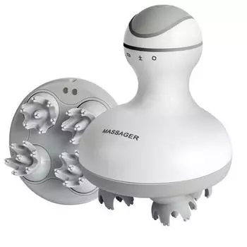 3D водонепроницаемый электрический массажер для головы, беспроводной массаж головы, способствующий росту волос, глубокий массаж тканей тела, вибрационный ролик белый