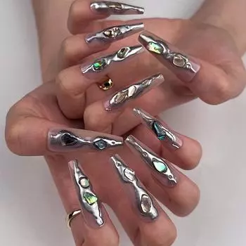 3D волшебная зеркальная пудра для ногтей, нейл-арт с драгоценными камнями, трансграничные горячие продажи в Европе и Америке, y2k fak