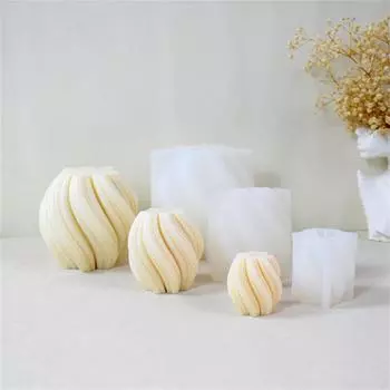 3D вращающаяся свеча-столб силиконовая форма геометрическая волна восковая свеча форма DIY абстрактное искусство мыло смола гипсовая форма домашний декор ремесло L белый