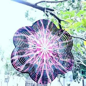 3D вращающийся ветряной колокольчик снежинка и молния нержавеющая сталь зеркало металл украшение для дома и сада наружные украшения