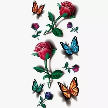 3D временная съемная водонепроницаемая красочная наклейка для боди-арта с бабочкой и цветком татуировки One Size