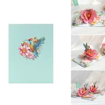 3D всплывающая открытка с изображением колибри, поздравительная открытка ручной работы с конвертом на день рождения, складная открытка с благословением