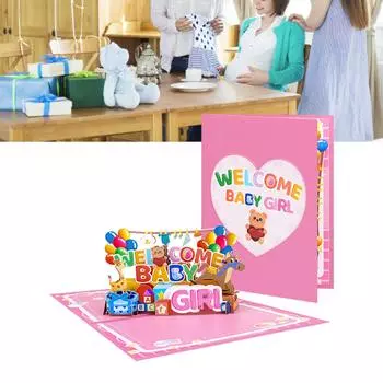 3D всплывающая поздравительная открытка для новорожденного Уникальная 3D всплывающая поздравительная открытка для приветствия новорожденного мальчика или девочки с теплотой A