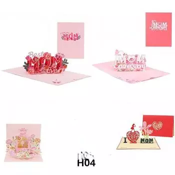 3D всплывающие цветочные поздравительные открытки на День матери с конвертом, букет цветов, поздравительная открытка с благодарностью