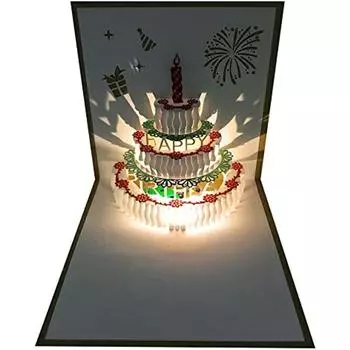 3D всплывающие поздравительные открытки, согревающая светодиодная подсветка, торт ко дню рождения, музыка, поздравительные открытки с днем рождения, всплывающие поздравительные открытки, лазерная резка, лучшие открытки с днем рождения yellow light