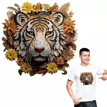 3D Яркая нашивка с изображением тигра для одежды, теплопередача с лесными животными, аксессуар для одежды, новинка, стирка своими руками, термоперенос