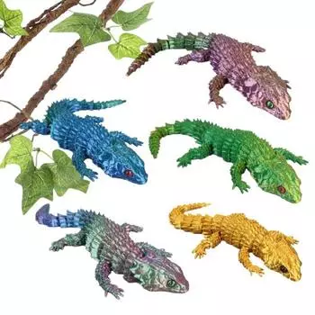 3D Ящерица Имитационная Модель Действие Игрушка Настольный Декор Реалистичный Вид Яркий Цвет синий