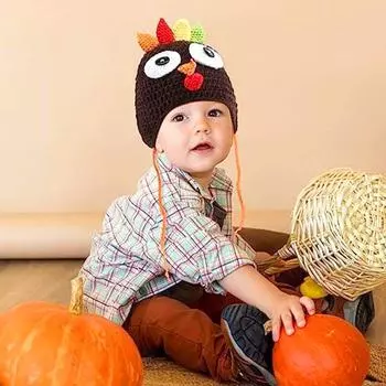 3D Забавная шапка-индейка, вязаная крючком шапка, шапочки, вязаный реквизит для фотосессии ручной работы на День благодарения, вечеринка L