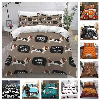 3D Забавный комплект постельного белья с изображением собаки, односпальная двуспальная кровать, пододеяльник, наволочка, 2/3 шт., чехол с изображением животного, детский и взрослый подарок, домашний текстиль Baby 100x135cm