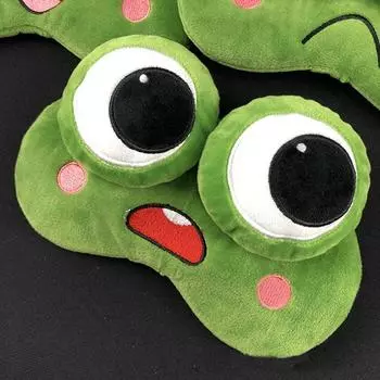 3D замшевая вышитая лягушка, большая маска для глаз, мультяшная дышащая затемняющая маска для глаз