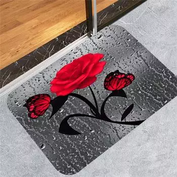 3D занавеска для душа с принтом розы, водонепроницаемая полиэстеровая занавеска для ванной комнаты, противоскользящий коврик для ванной, коврики для туалета, ковер, декор для ванной Only A Mat красный