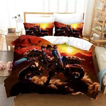 3D Zeldas Game Pattern Пододеяльник с наволочкой Комплект постельного белья Односпальный двуспальный односпальный двуспальный двуспальный для декора спальни 135x200cm