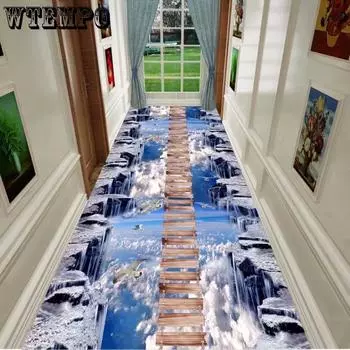 3D зеленый лесной водопад узор печать ковер спальня гостиная кухня ресторан напольный коврик коврики W60*H200CM