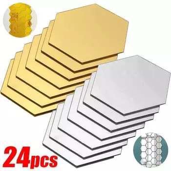 3D Зеркальные Наклейки На Стены Акриловые Самоклеящиеся Шестигранные Зеркальные Наклейки Мозаичные Художественные Наклейки На Стены Плитка Сделай Сам Спальня Гостиная Декор