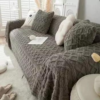 3D жаккардовое плюшевое полотенце для дивана, зимний теплый коралловый бархатный чехол для дивана, однотонный мягкий универсальный декор для гостиной 180x130