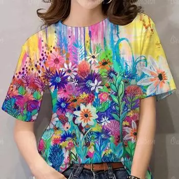3d женская одежда летняя женская одежда футболки с короткими рукавами свободные футболки с круглым вырезом повседневная уличная одежда XXS