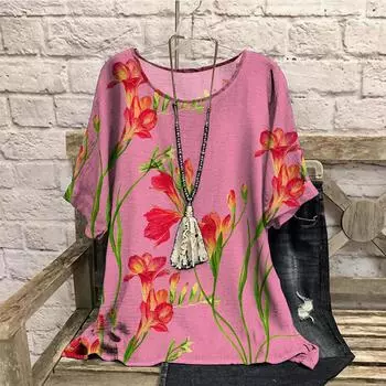 3D женские футболки ретро контрастный цветной принт летняя футболка больших размеров повседневная круглая горловина с короткими рукавами свободная утягивающая женская одежда 7XL