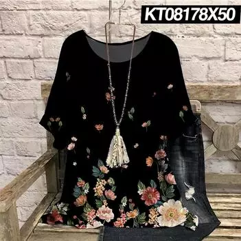 3D женские футболки ретро контрастный цветной принт летняя футболка повседневная круглая горловина с короткими рукавами свободная утягивающая женская одежда больших размеров 7XL