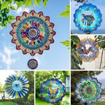 3D животное украшение для ветрового спиннера с крючком для использования в помещении и на открытом воздухе, сад, двор, крыльцо, красочная черепаха, бабочка, петух, стрекоза F