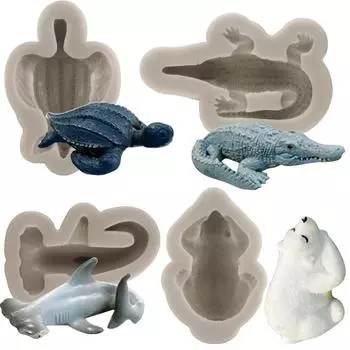 3D животные крокодилы морская черепаха акула белый медведь силиконовые формы для украшения торта топпер для кексов конфеты шоколадная жевательная паста формы из полимерной глины белый