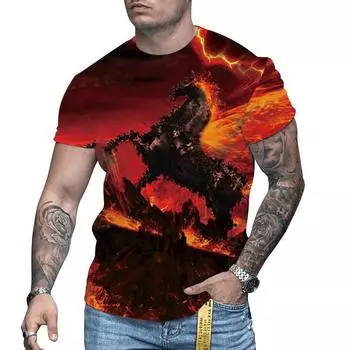 3D животные принты принт футболки летние мужские повседневные модные уличные футболки большого размера с коротким рукавом футболки топы одежда S