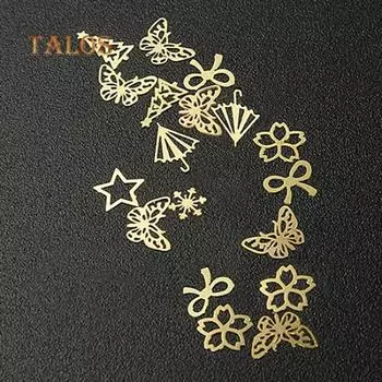 3D Золотая наклейка металлическая бабочка цветок наклейка ногтей колесо DIY Декор маникюрный инструмент