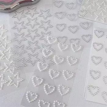 3D Звезда Сердцевидные Жемчуг Кристалл Наклейки Дети DIY Самоклеящиеся Украшения Поделки Блестящие Стразы Канцелярские Наклейки Девочки