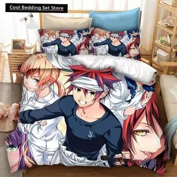 3dAnime Food Wars!: Shokugeki no Soma 2_3PCS Bedding Set Duvet Cover Bedroom Comforter Twin King _Size Quilt Cover Home Textiles US Queen(228x228cm)