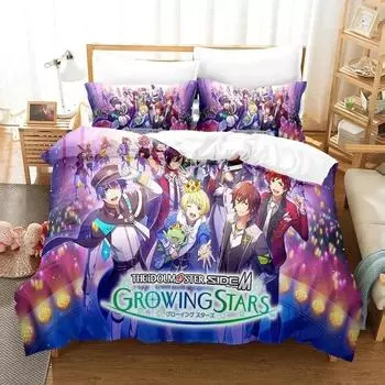 3dAnime Idolmaster SideM Bedding Set Duvet Cover Bed Set Quilt Cover Pillowcase Comforter king Queen Size Boys Adult Bedding Set EU Single 135x200cm