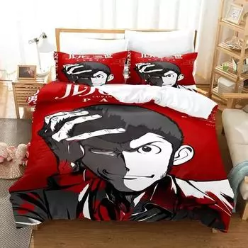 3DAnime Lupin the Third Mine Fujiko Bedding Set Duvet Cover Bed Set Quilt Cover Pillowcase Comforter king Queen Size Boys Adult EU Single 135x200cm