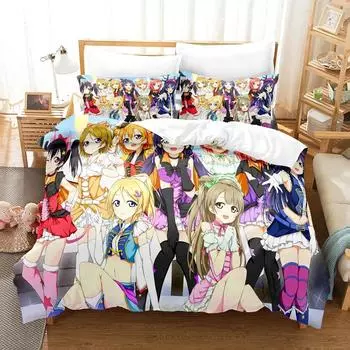 3DLove Live College Idol Festival Bedding Sets Duvet Cover Set With Pillowcase Twin Full Queen King Bedclothes Bed Linen 70x133cm 2pcs