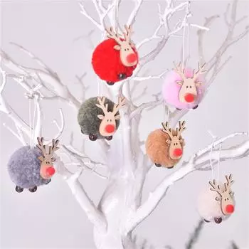 3DРождественская елка Декоративное подвесное украшение Овца Плюшевые Декоративные подвески Рождественское украшение 6 шт One Size