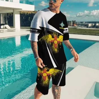 3DT shirt rap round neck t-shirt short sleeve 3D suit S