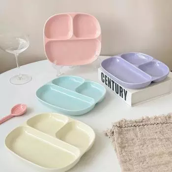 3Grid Тарелки для еды Обеденные тарелки Столовая посуда Тарелка с отделением для столовой Сервировочные тарелки Салат Кухня Экологичная посуда 6 Inches фиолетовый