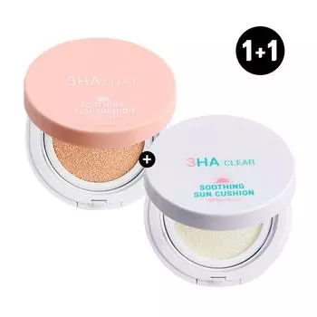 3HA Clear Moisturizing Sun Cushion White + Beige 15g 2-piece set SPF50+PA+++/wrinkle whitening functionality/skin tone up/contains CICA, 2 pieces