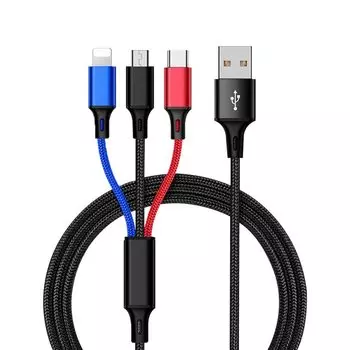 3in1 Charging Cable USB Cable 3A Fast Charging Charging Cord USB Type C Cable Micro USB Cable iPhone Charging Cable iPhone Android Type C Compatible