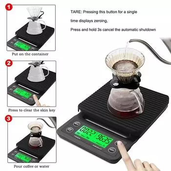 3kg/0.1g 5kg/0.1g Drip Coffee Scale with Timer Portable Electronic Digital Kitchen Scale High Precision LCD Electronic Scales