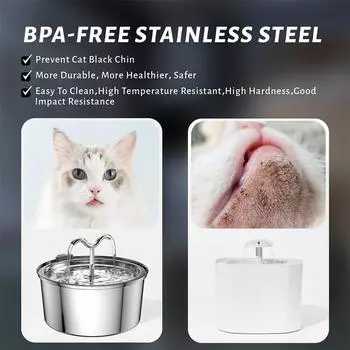 3L Cat Water Fountain Stainless Steel Pet Water Fountain with Automatic Water Fountain for Cats Inside Dog Fountain Dispenser