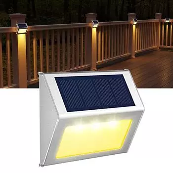 3LED солнечный садовый светильник из нержавеющей стали для наружных лестниц, патио, солнечный уличный фонарь L-ED белый