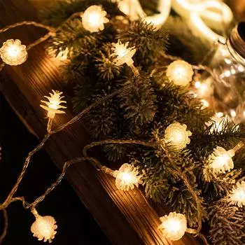 3M 20Led Pine Cone Fairy Lights Battery Powered Christmas Decoration Xmas Tree Decor Light String New Year Garland String Lights 3m 20led теплый белый
