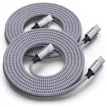 [3M 2 USB C кабель длинный совместимый PD 100 Вт/5 А быстрая зарядка USB-C и высокая прочность MacBook Air/Pro, Galaxy S24 S23 S22 S21 S20, Xperia, iPhone 16 15