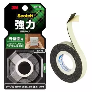 3M (3M) Двусторонняя лента 3M Strong для наружных стен Ширина 10 мм Длина 1,5 м Скотч KB-10R Маленький рулон Бетонный блок Фанера